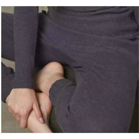 Lunya Restore Thermal Waffle Knit Draped Lounge Joggers Dark Gray NEW - Picture 3 of 10